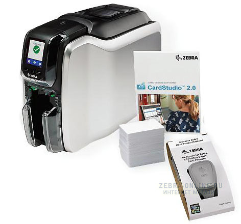 Zebra ZC100 USB ID flex kit со стартовым комплектом CardStudio